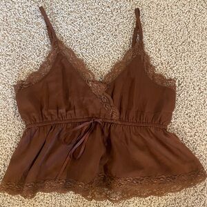 American Eagle Lace Crop top size xsmall brown